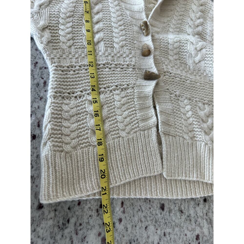 Neiman Marcus 100% Cashmere Ivory Shawl Collar Cable Knit Cardigan Sweater Sz L - Picture 5 of 6